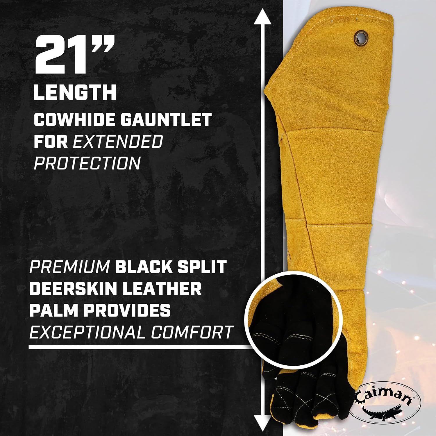Caiman Premium Split Deerskin MIG/Stick Welding Gloves with Fleece/Foam Insulation